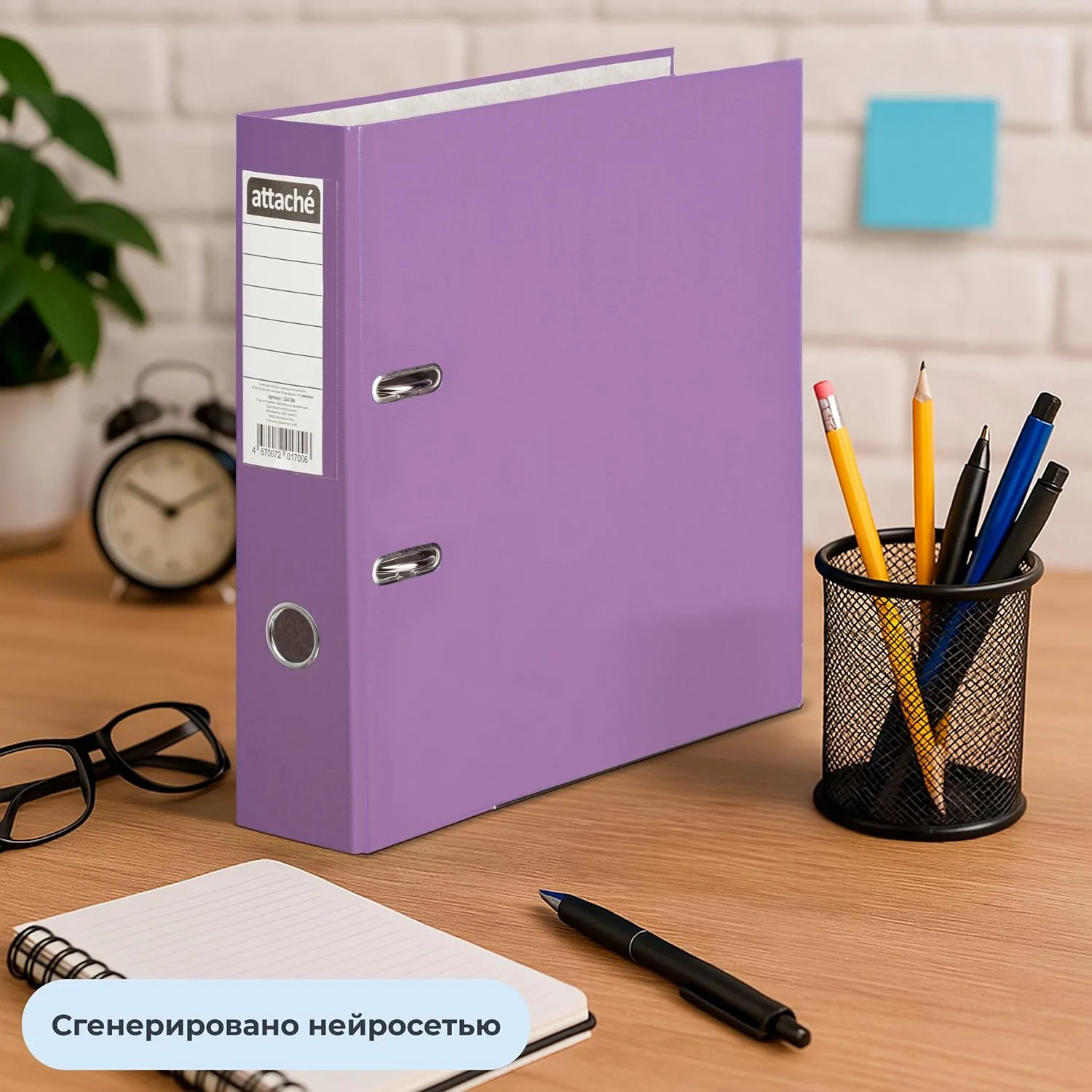 Папка-регистратор 90 мм сиреневая бумвинил/бумага - Image 10