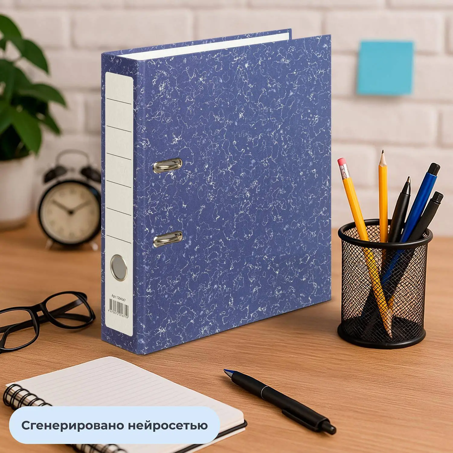 Папка-регистратор 75 мм синяя бумага - Image 12