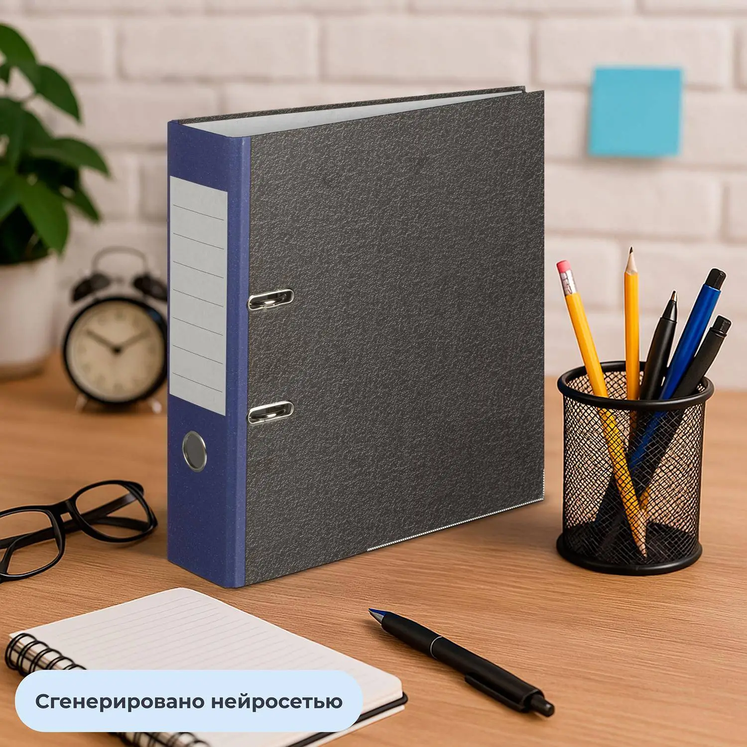 Папка-регистратор 80 мм чёрная/синяя бумага с защитным уголком - Image 11