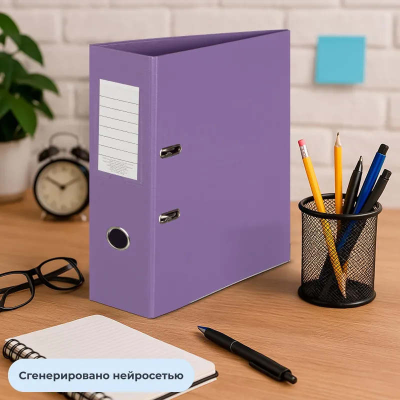 Папка-регистратор Bright colours 80 мм сиреневая бумвинил с защитным уголком - Image 12
