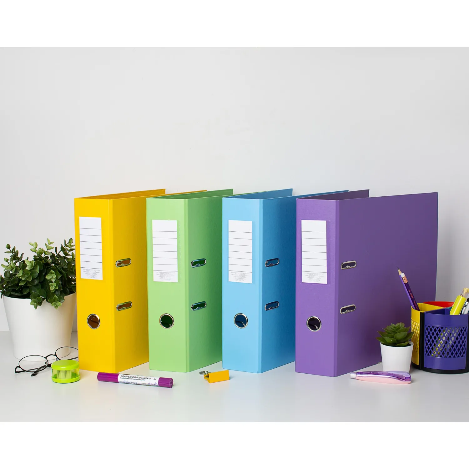 Папка-регистратор Bright colours 80 мм жёлтая бумвинил с защитным уголком - Image 11