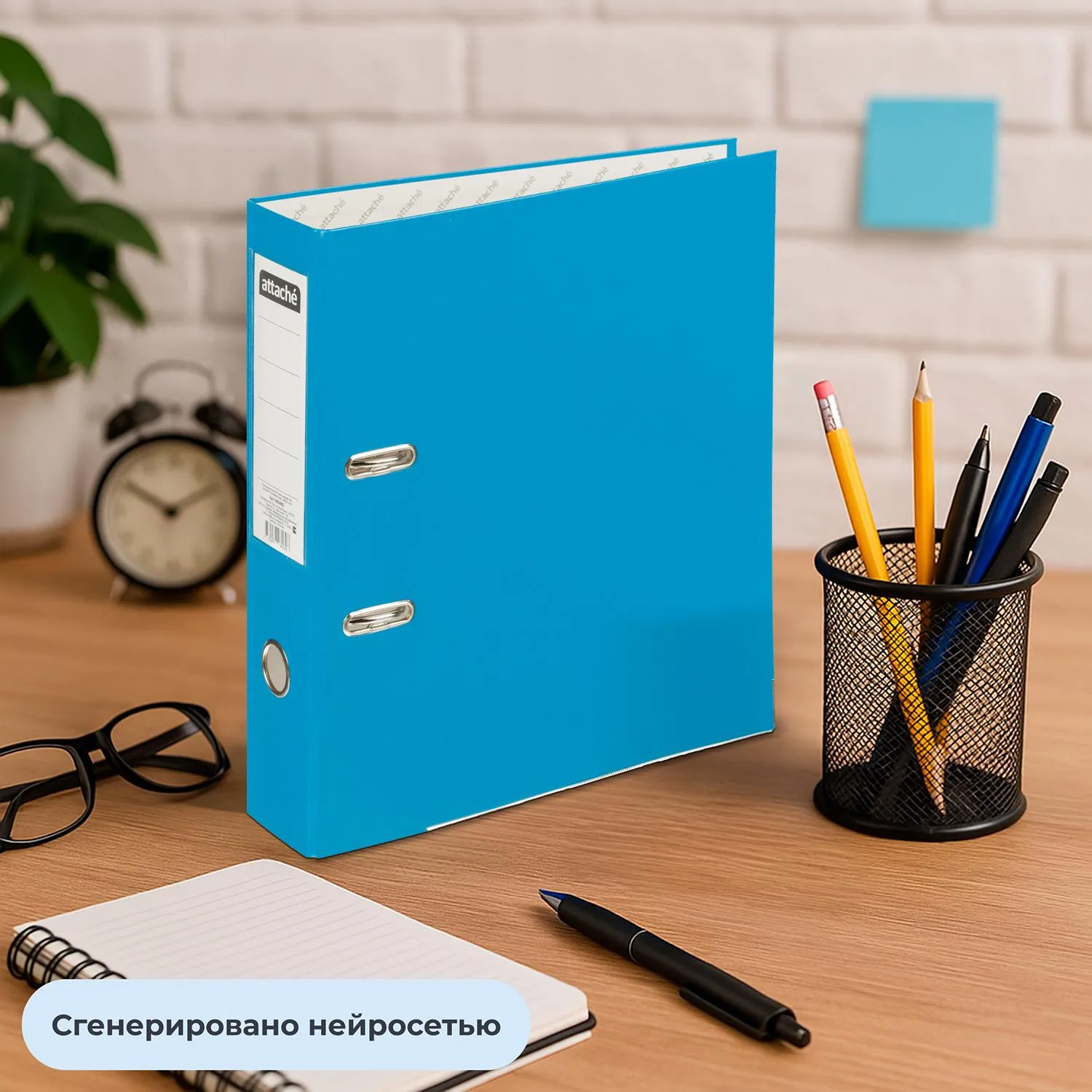 Папка-регистратор 75 мм светло-синяя бумвинил/бумага с защитным уголком - Image 14