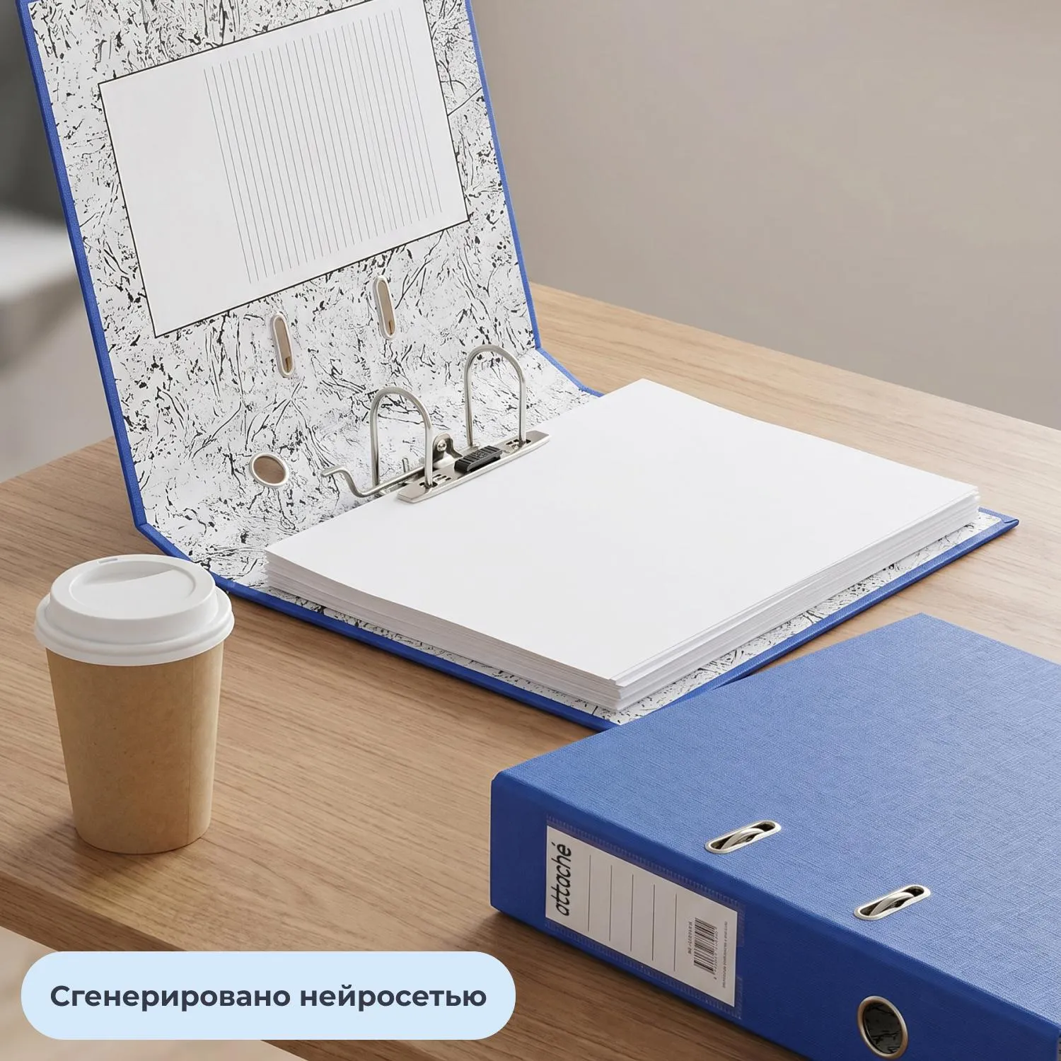 Папка-регистратор 75 мм синяя полипропилен/бумага - Image 11