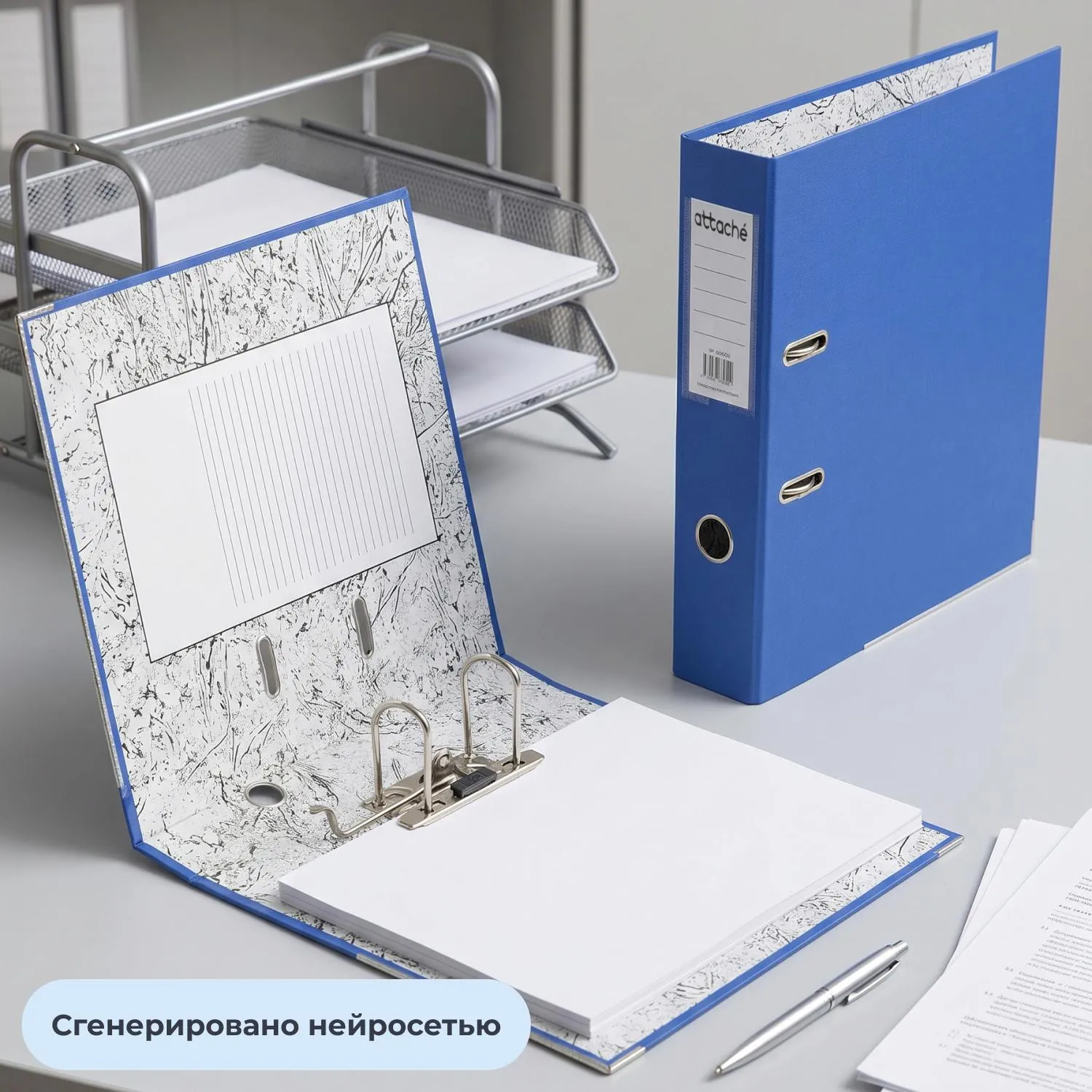 Папка-регистратор 75 мм синяя полипропилен/бумага с защитным уголком - Image 11