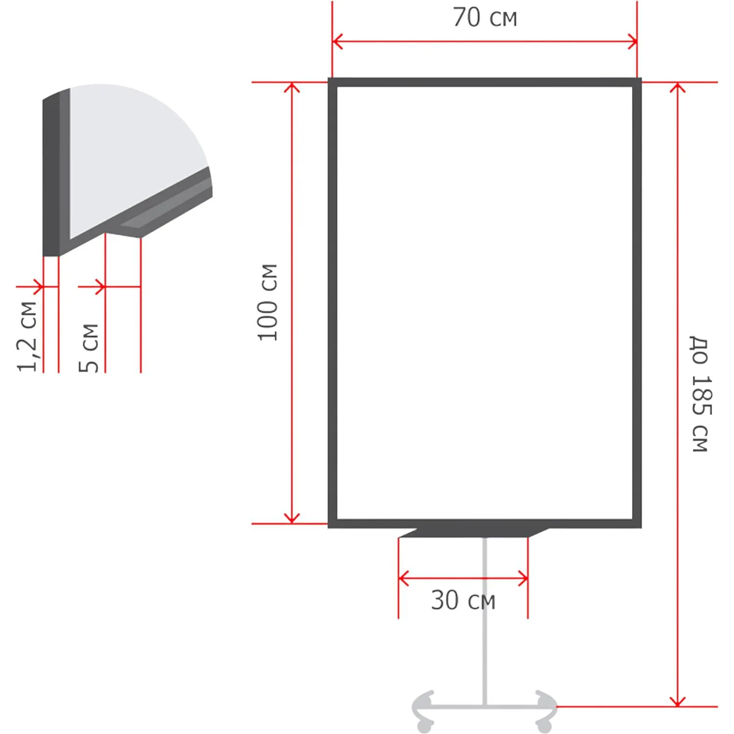 Флипчарт магнитно-меловой Loft 70x100 см на роликах (чёрный) - Image 3