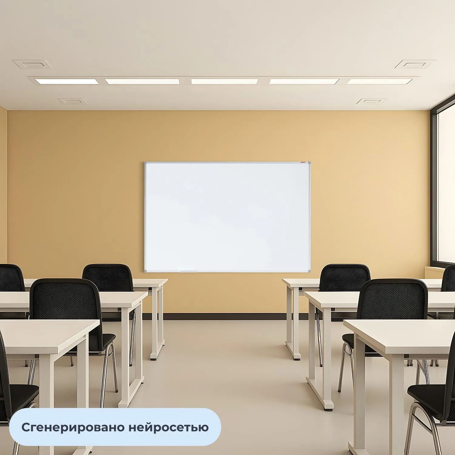 Доска магнитно-маркерная 100x150 см односекционная с эмалевым покрытием (антибликовая поверхность, полочка для маркеров) - Image 6