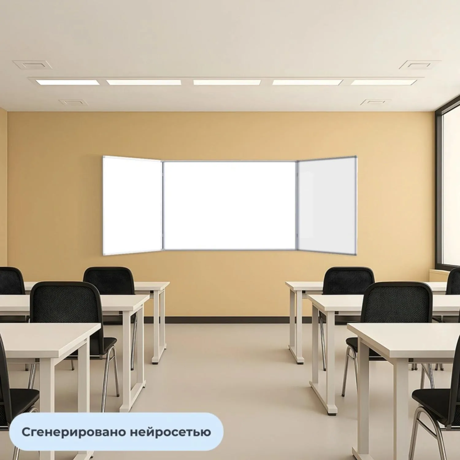 Доска магнитно-маркерная 100x300 см трёхсекционная с эмалевым покрытием (полочка для маркеров) - Image 11