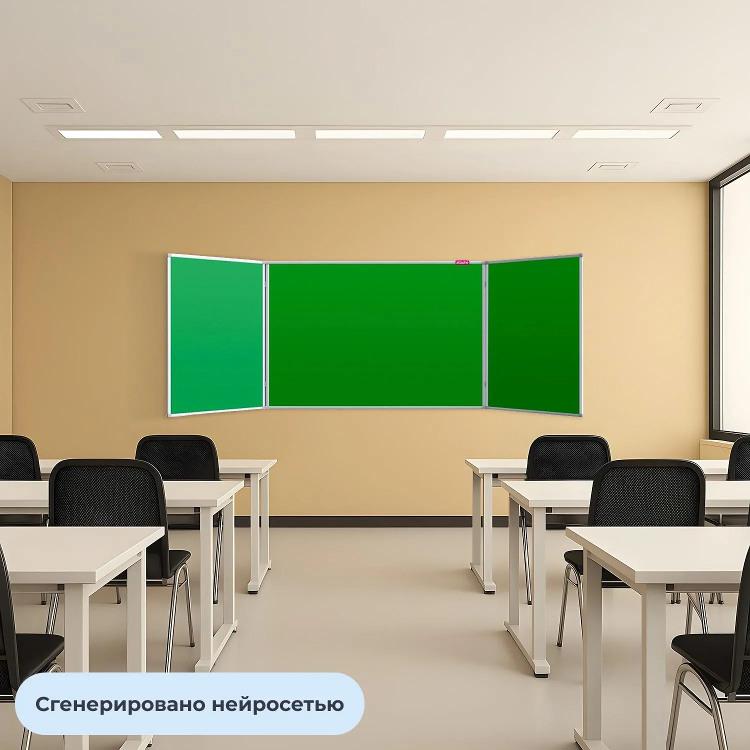 Доска магнитно-меловая 100x300 см трехсекционная зеленая лаковое покрытие - Image 7