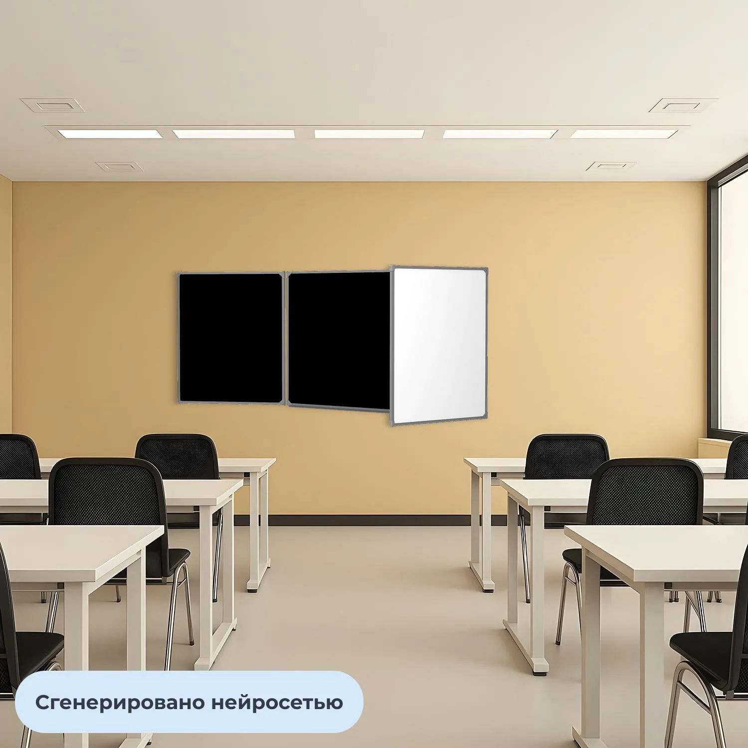 Доска магнитно-меловая 100x300 см лак трёхсекционная - Image 3