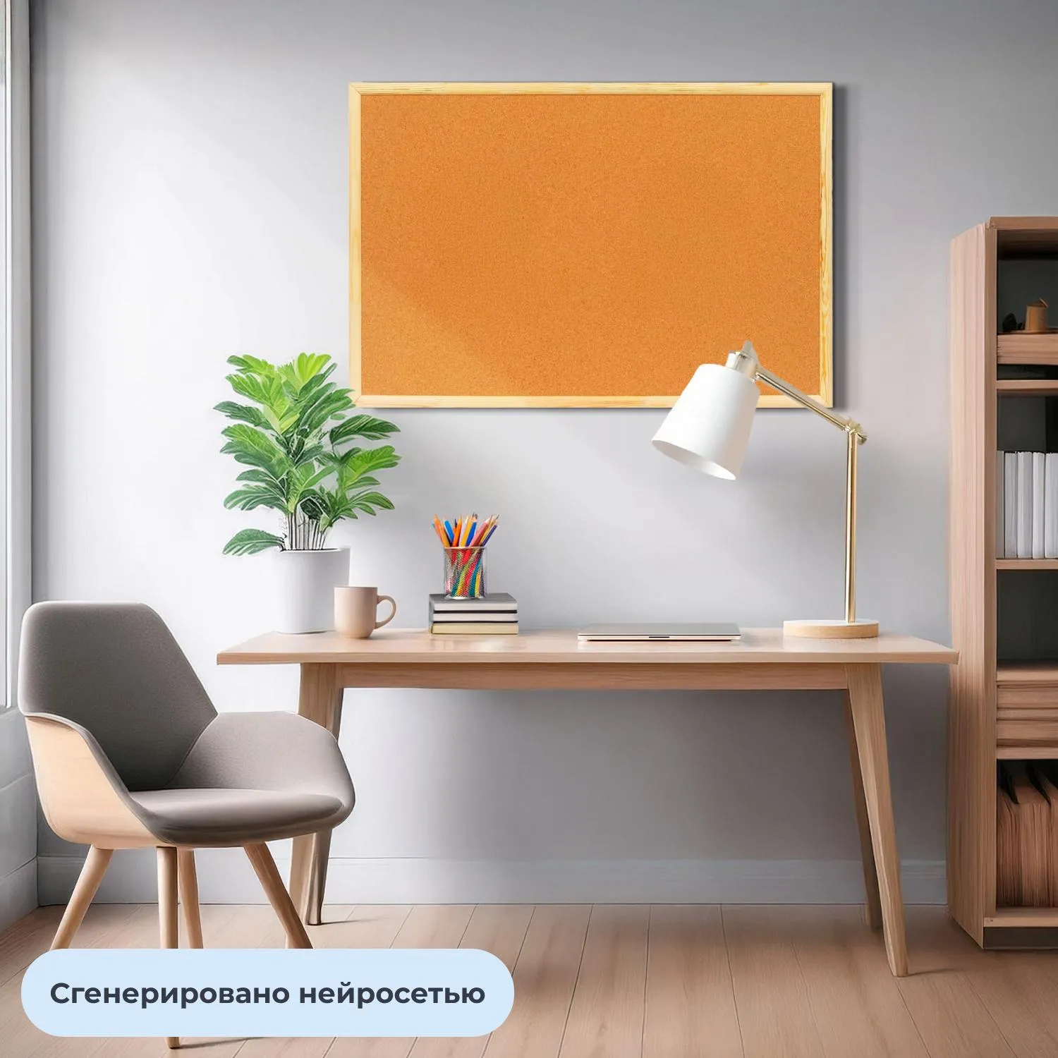 Доска пробковая 60х90 см деревянная рама - Image 7
