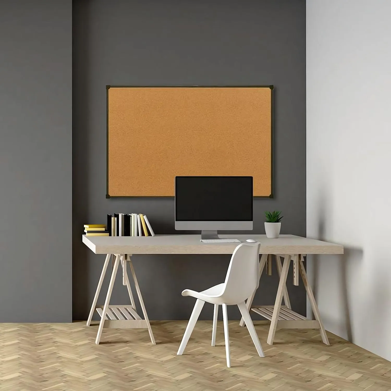 Доска пробковая 100х150 см Attache BlackFrame алюминиевая рама - Image 6