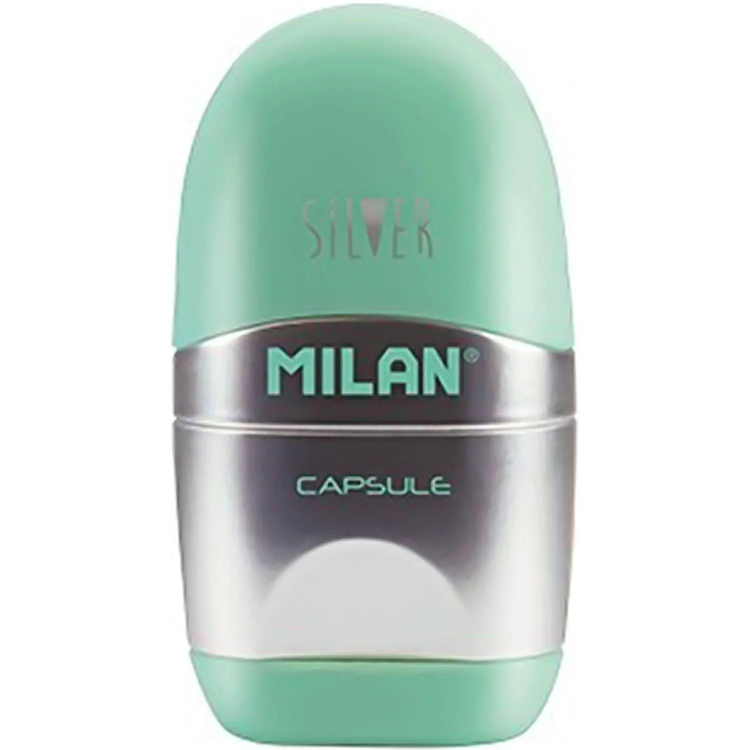 Набор точилка с ластиками Capsule Silver, 2 запасных резинки - Image 6