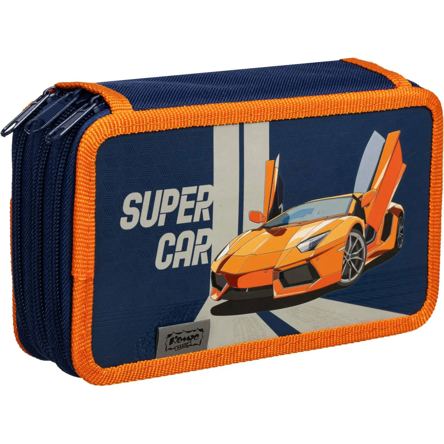 Пенал трехсекционный Super car синий