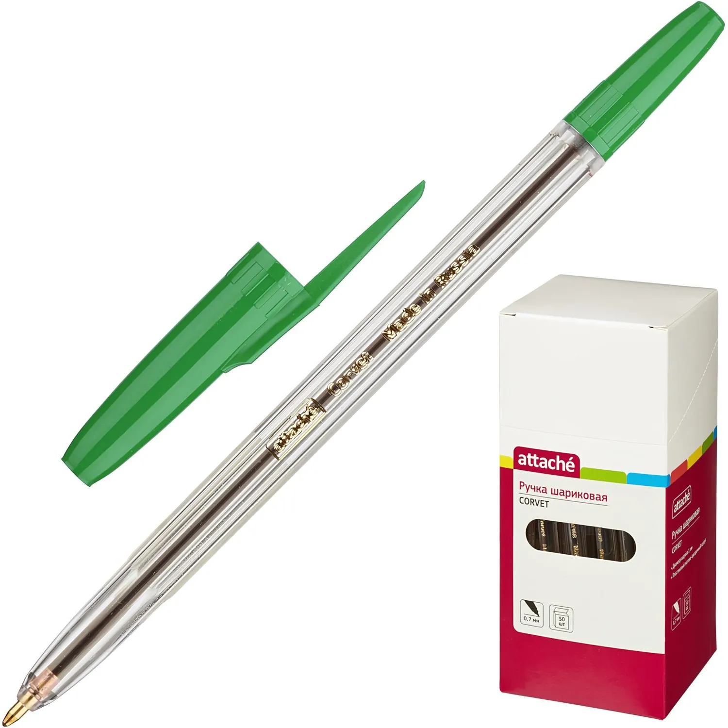 Шариковая ручка Attache Corvet зеленая, сменный стержень - Image 2