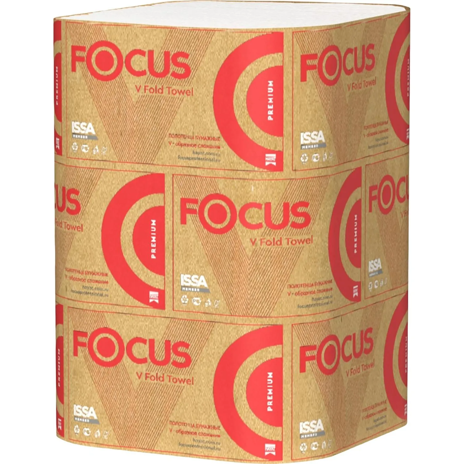 Полотенца бумажные листовые Focus Premium H3 V-сложение (ZZ) 2-слойные белые 15 пачек по 200 листов (5083739/50202900) - Image 2