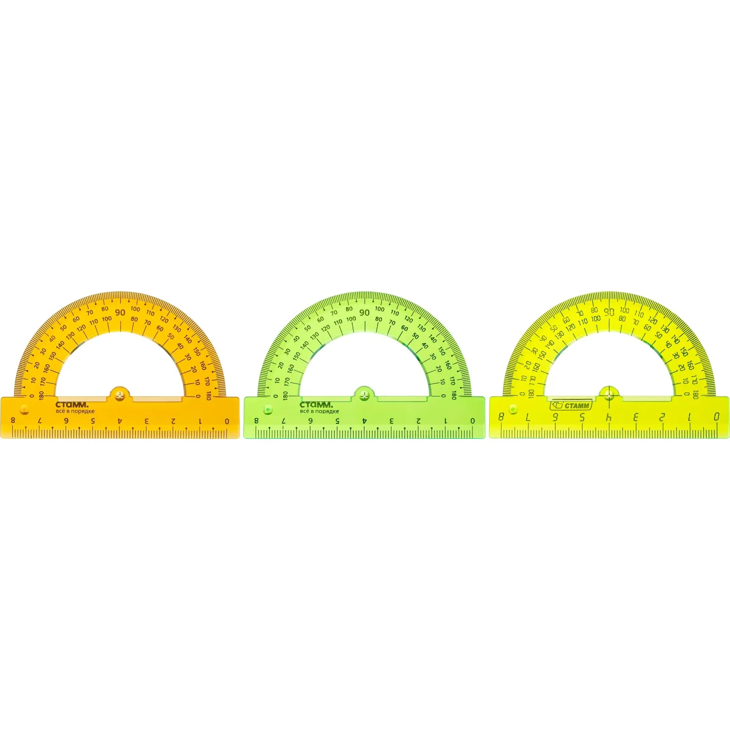Транспортир Стамм Neon Cristal 180 градусов 8 см пластиковый - Image 2
