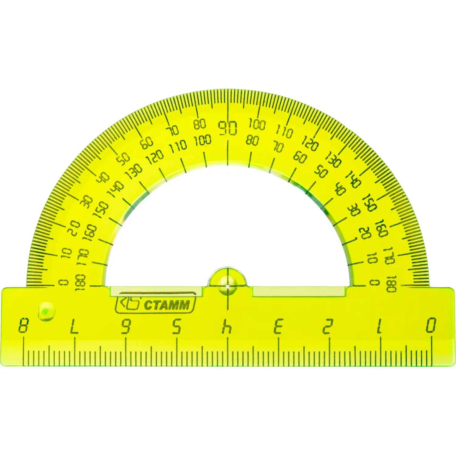 Транспортир Стамм Neon Cristal 180 градусов 8 см пластиковый - Image 3
