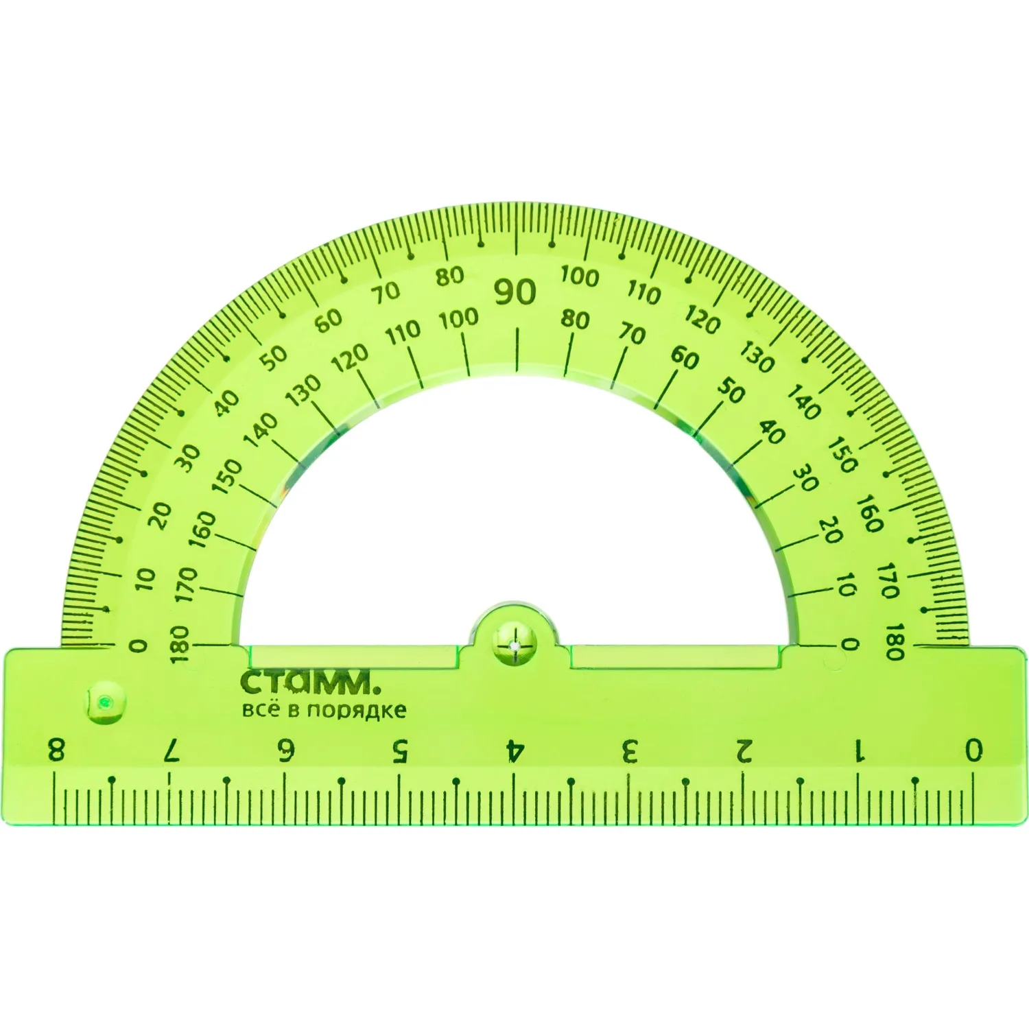 Транспортир Стамм Neon Cristal 180 градусов 8 см пластиковый - Image 4