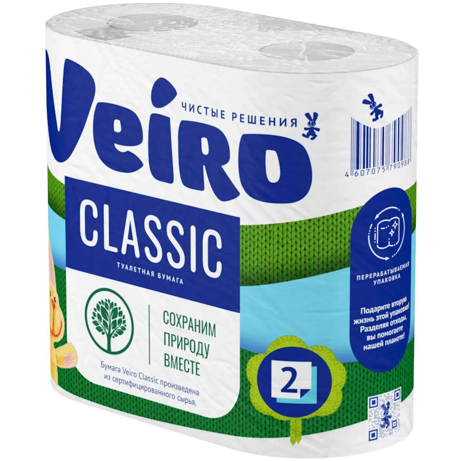 Бумага туалетная Veiro Classic 2-слойная белая (4 рулона в упаковке) - Image 2