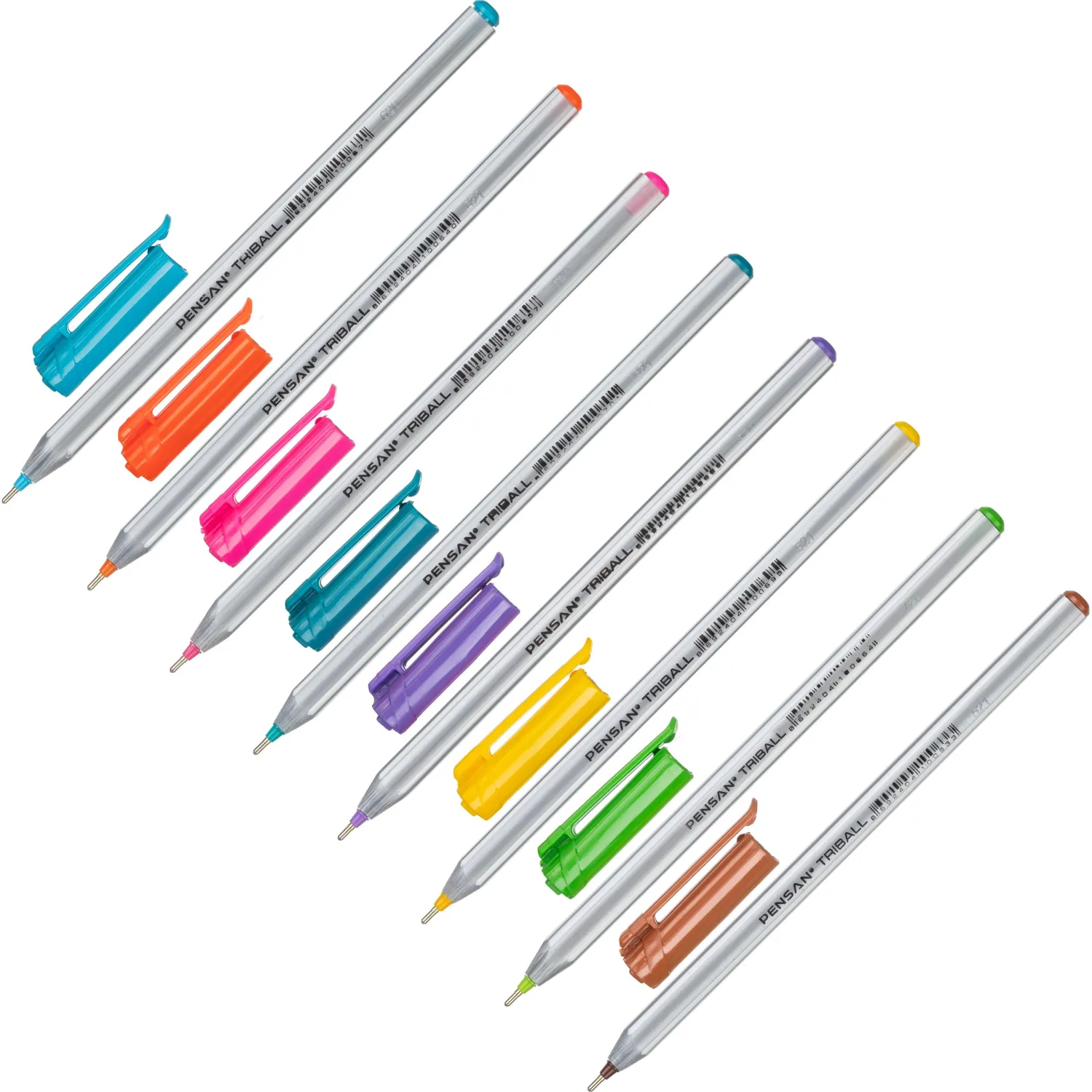 Набор шариковых ручек одноразовых Pensan Triball 8 цветов (толщина линии 1 мм) - Image 3