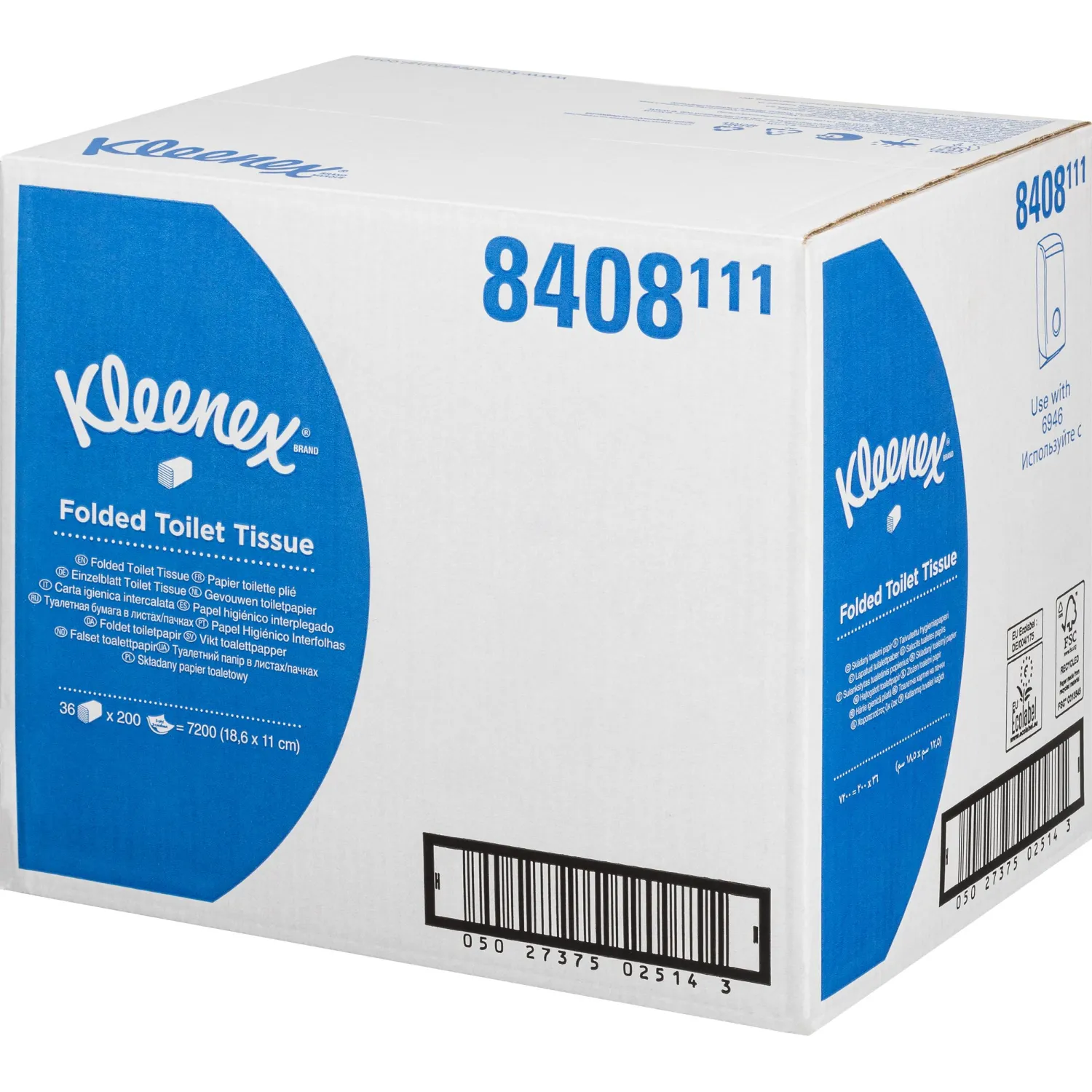 Бумага туалетная листовая Kimberly-Clark Kleenex 2-слойная белая 36 пачек по 200 листов (8408) - Image 4