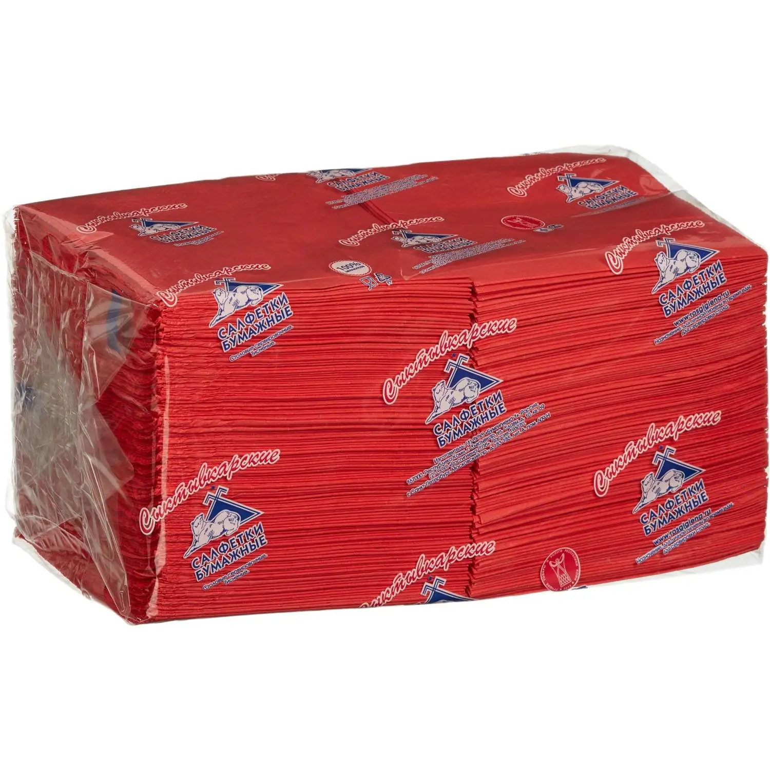 Салфетки бумажные 2-слойные 23x24 см красные (250 листов в пачке) - Image 4