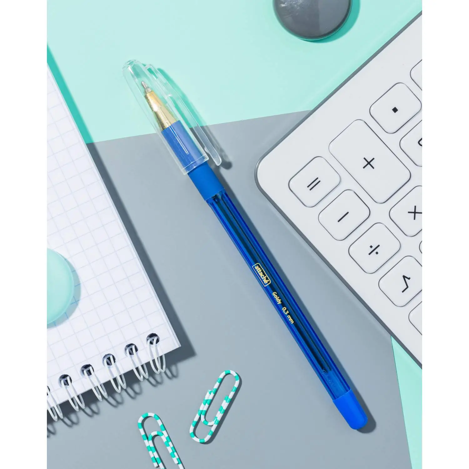 Шариковая ручка Attache Goldy 0,3 мм прозрачный корпус золотой наконечник - Image 7
