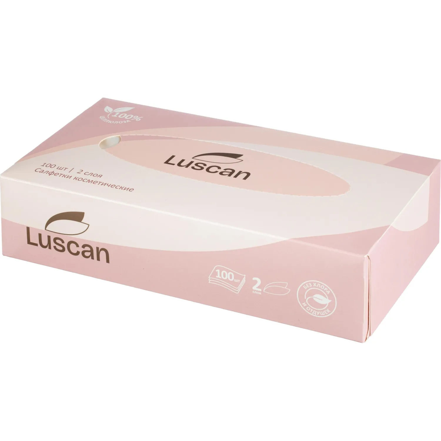 Салфетки косметические Luscan 2-слойные (100 штук в упаковке) - Image 2