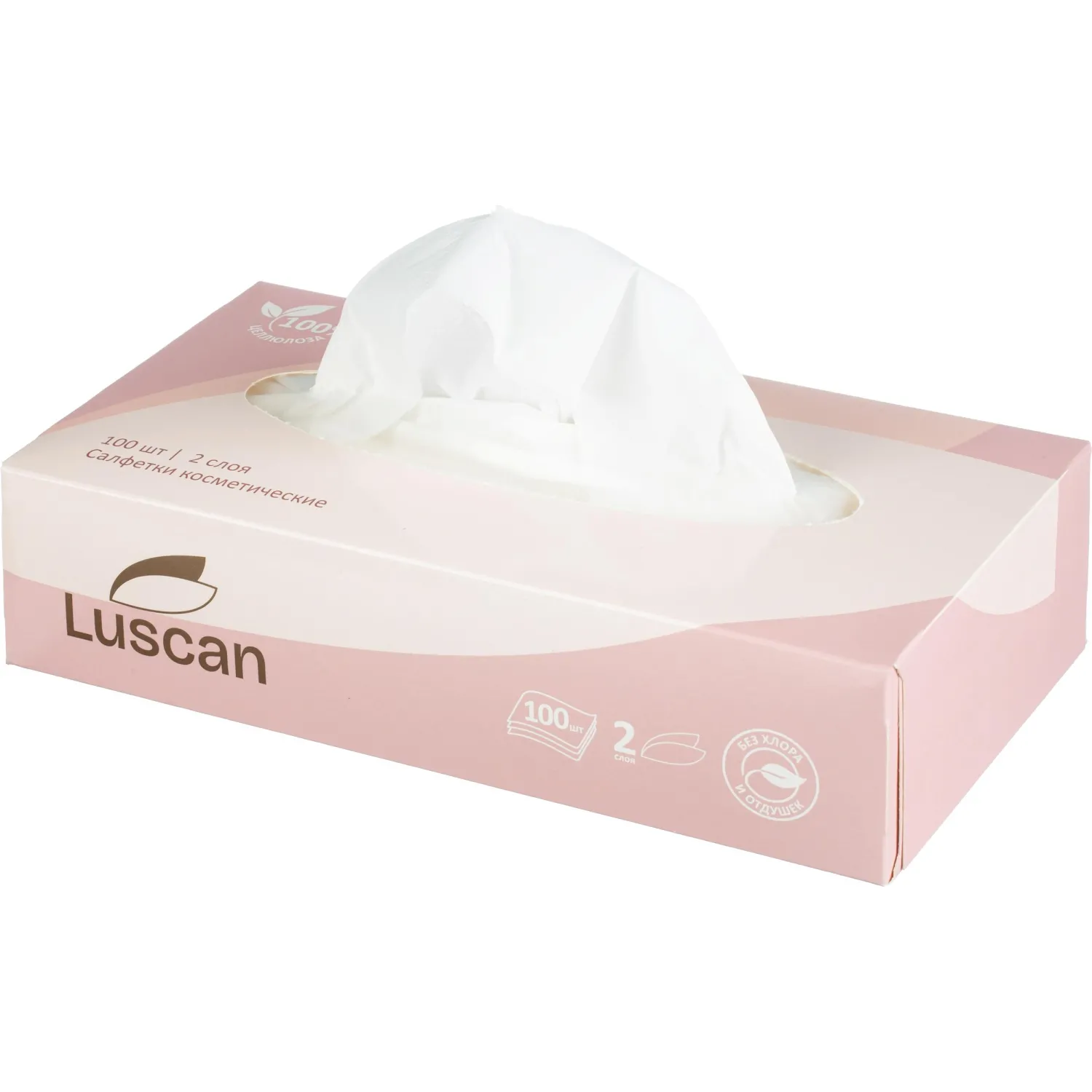 Салфетки косметические Luscan 2-слойные (100 штук в упаковке) - Image 3
