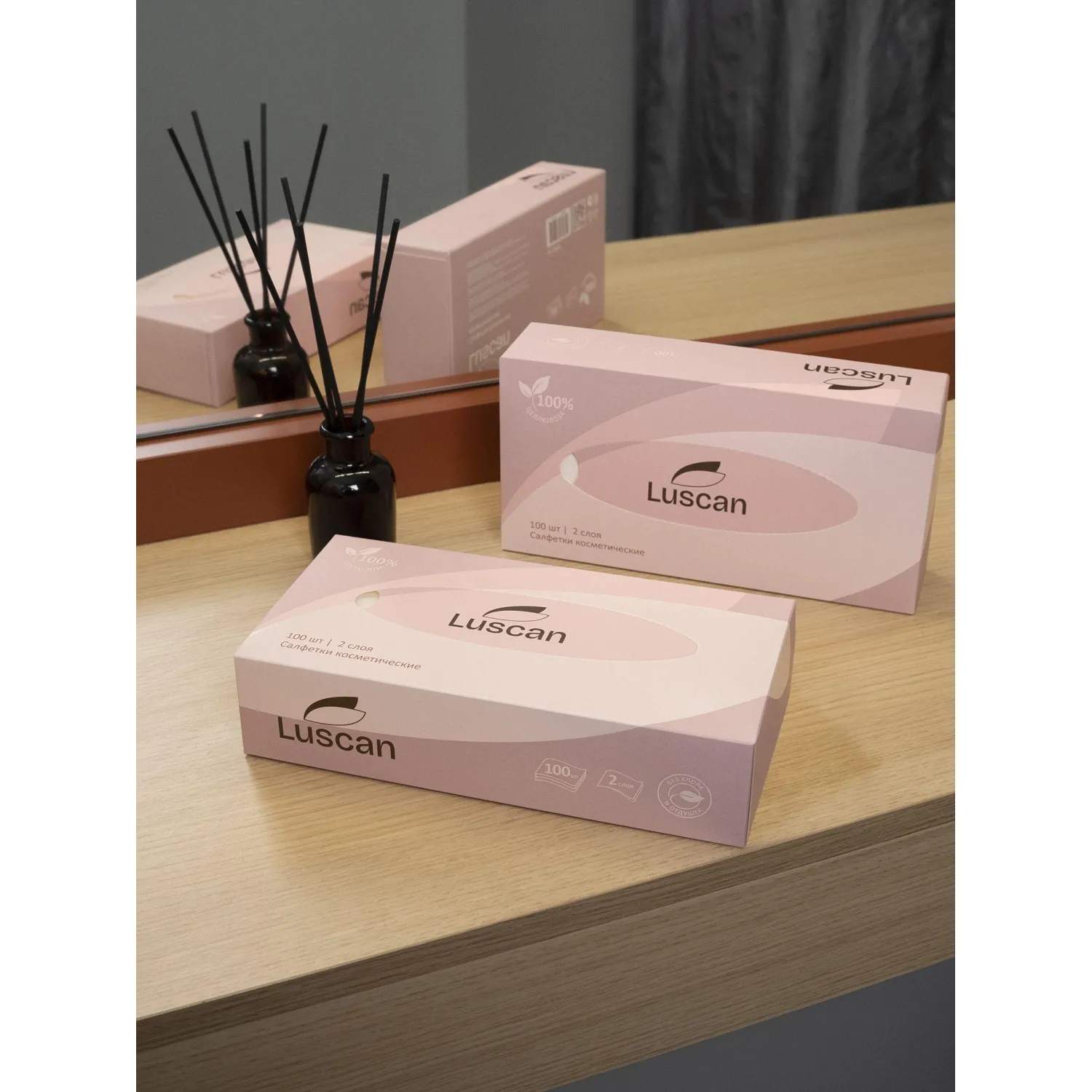 Салфетки косметические Luscan 2-слойные (100 штук в упаковке) - Image 9