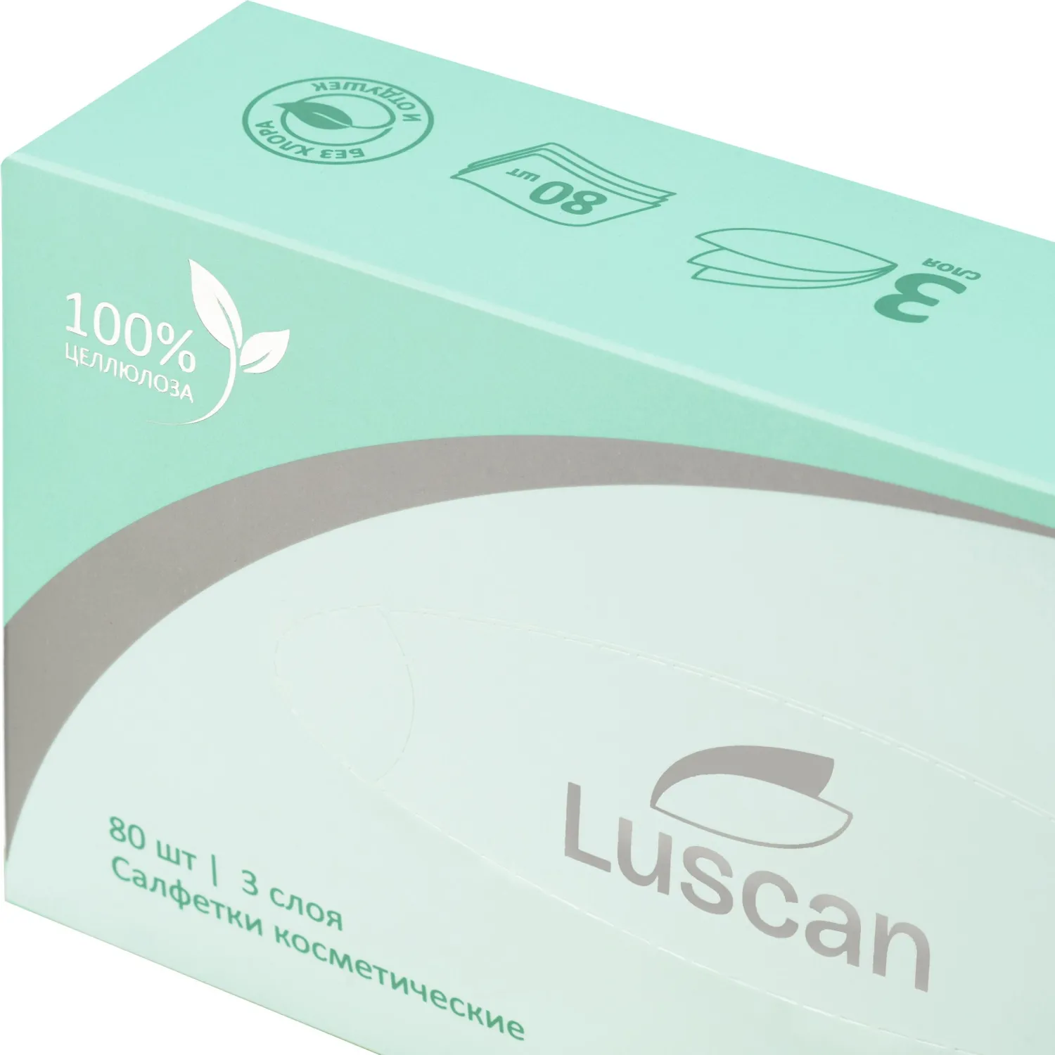 Салфетки косметические Luscan 3-слойные (80 штук в упаковке) - Image 5