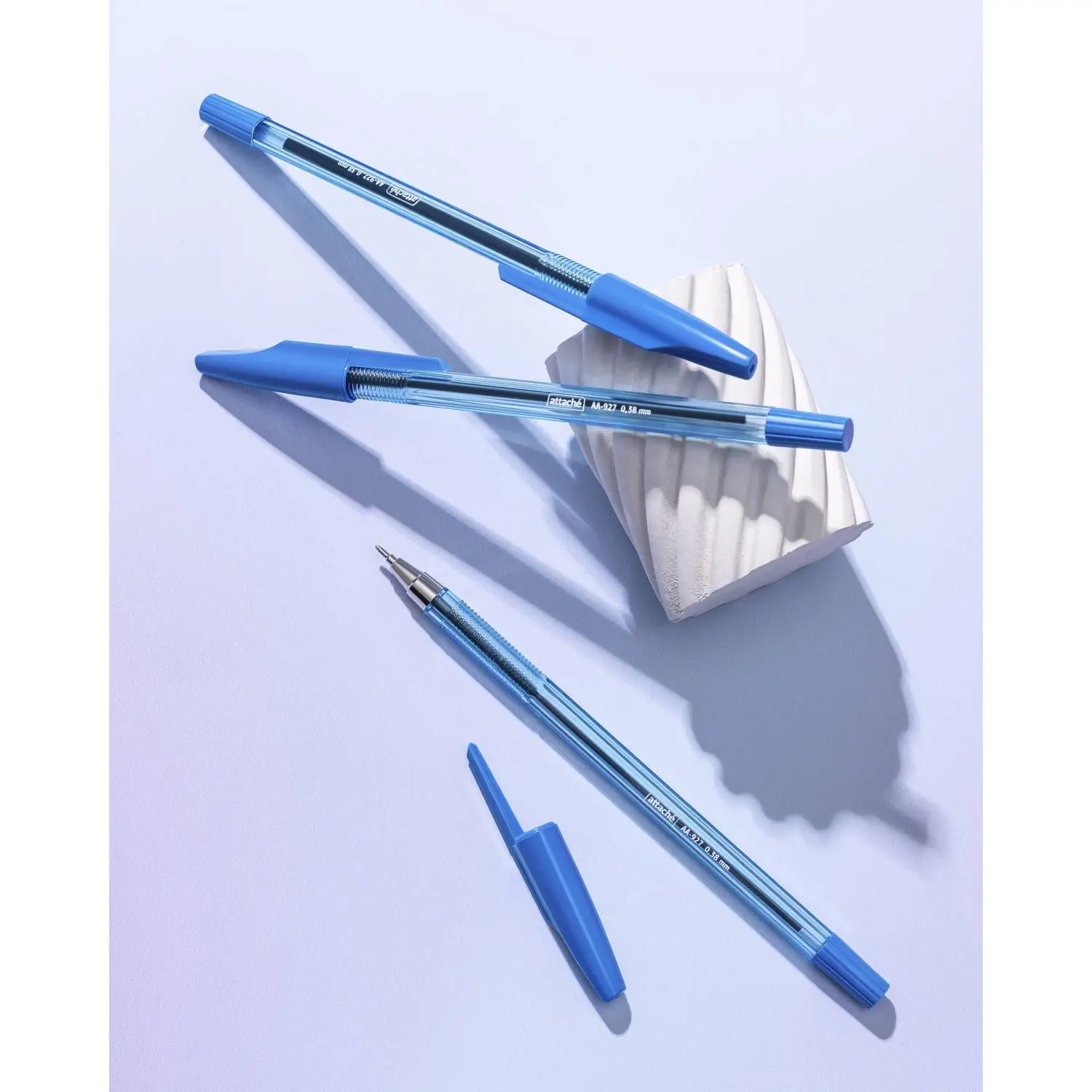Шариковая ручка Attache синяя, шестигранная, пластик, металлический наконечник - Image 7