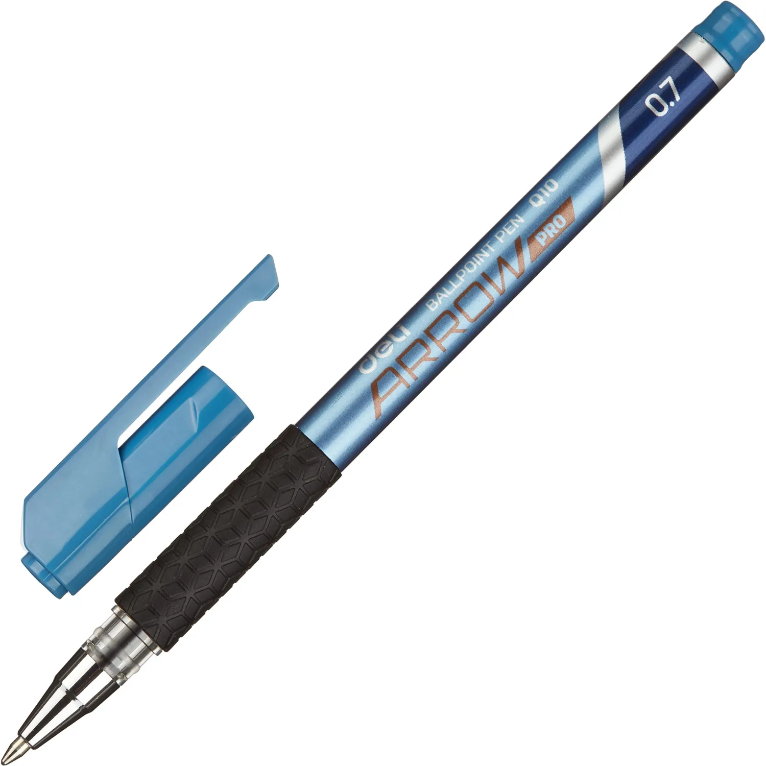 Шариковая ручка Deli Arrow синяя, тонкий штрих, мягкий захват