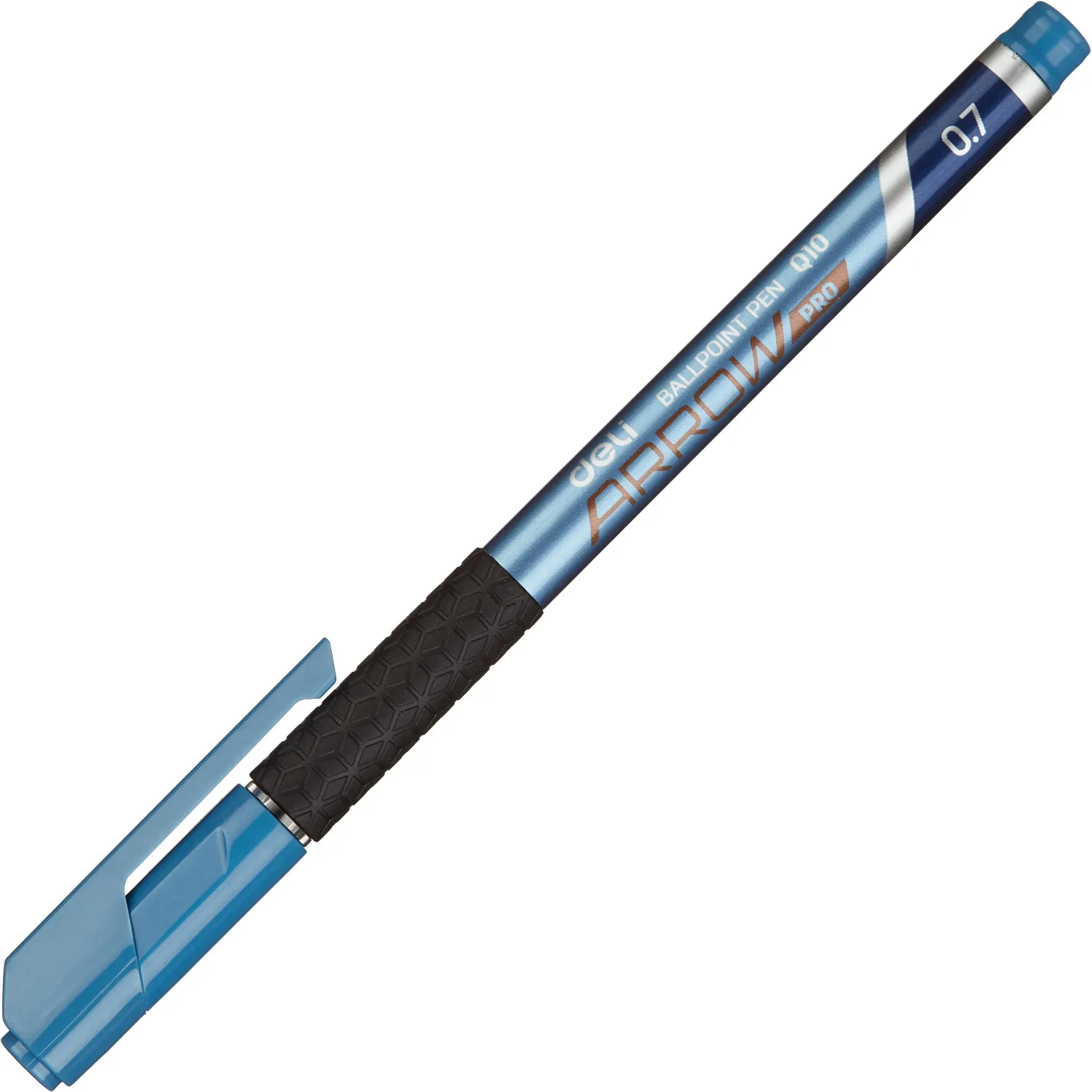 Шариковая ручка Deli Arrow синяя, тонкий штрих, мягкий захват - Image 2