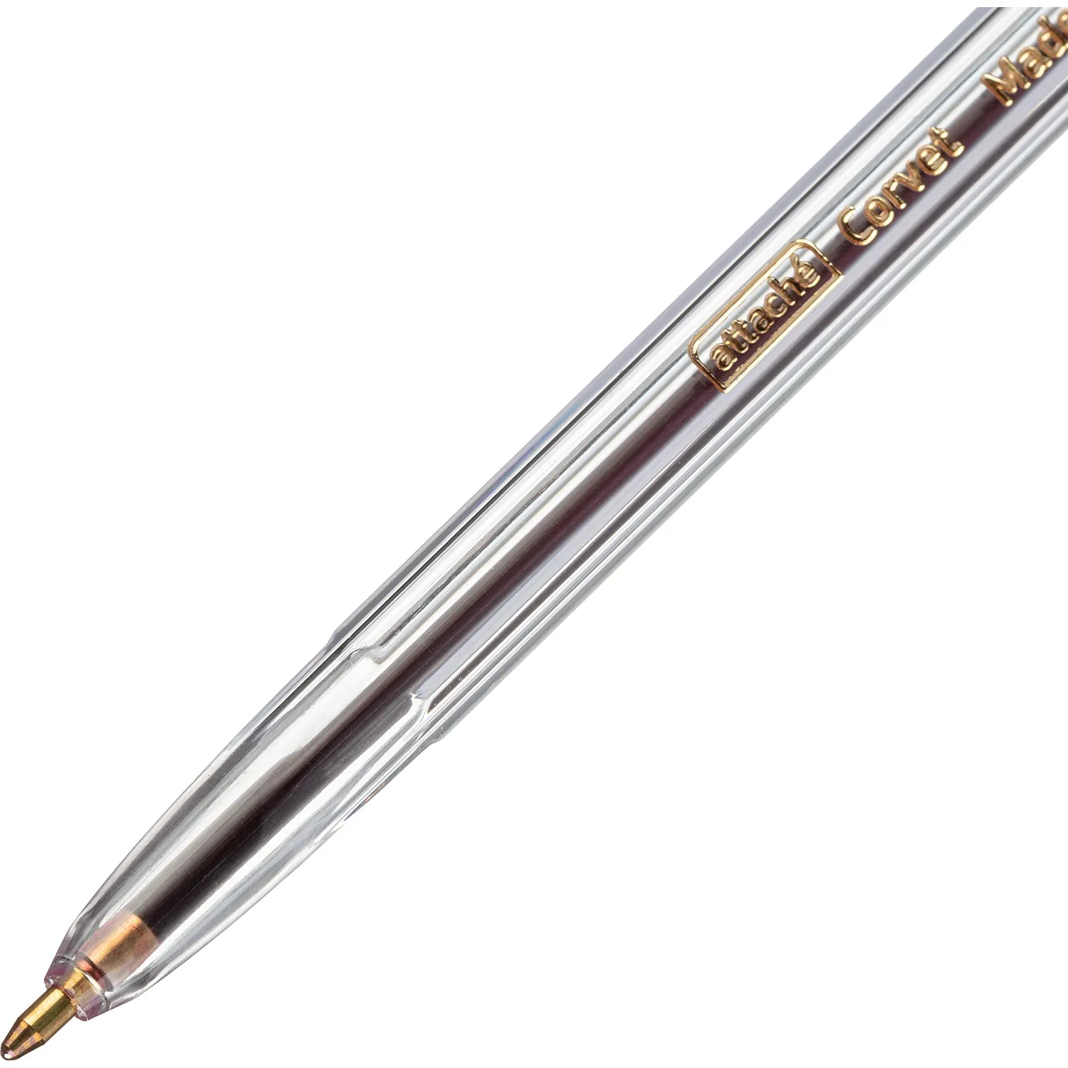 Набор шариковых ручек Attache Corvet 4 цвета (синий/черный/красный/зеленый), прозрачный корпус, 152 мм - Image 3