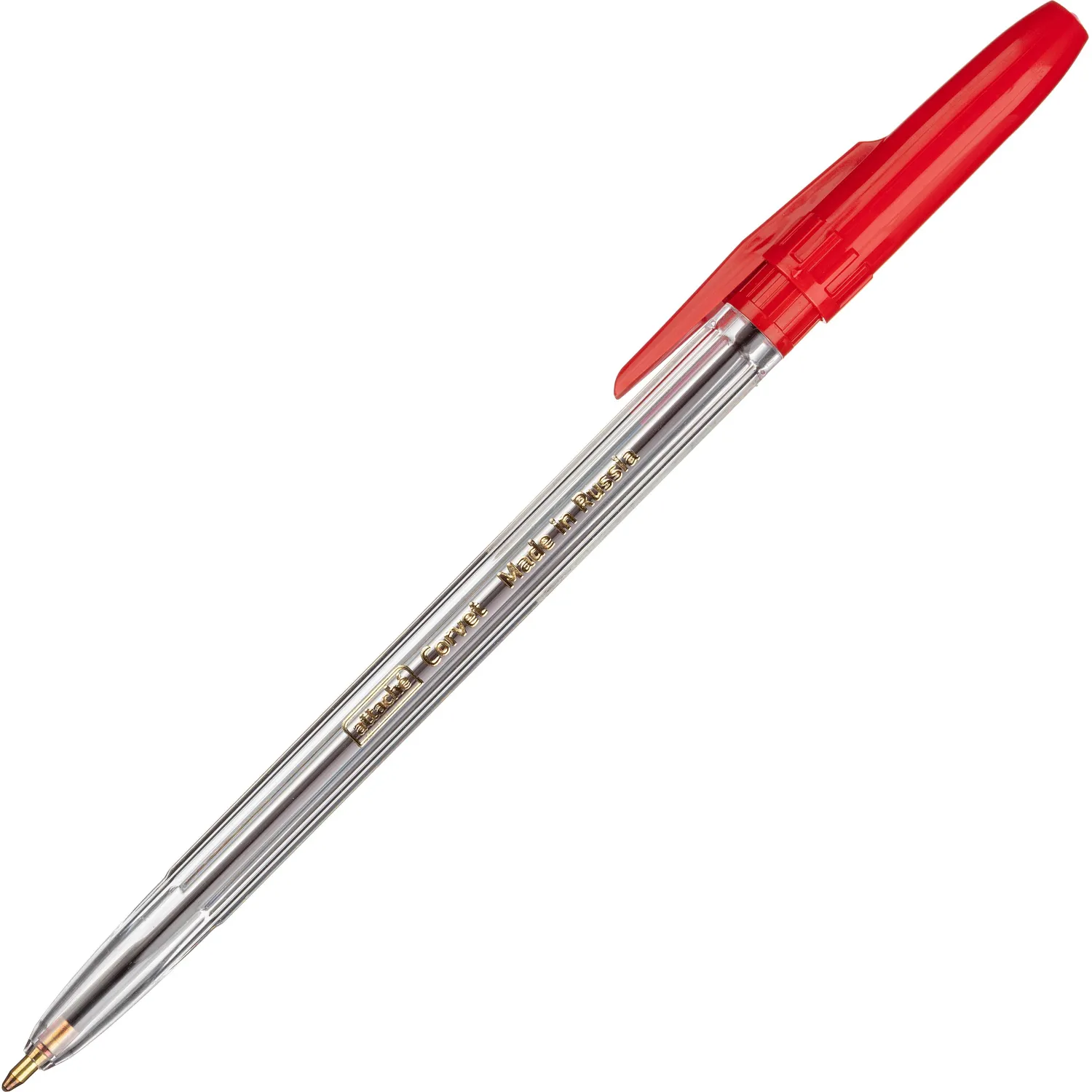 Набор шариковых ручек Attache Corvet 4 цвета (синий/черный/красный/зеленый), прозрачный корпус, 152 мм - Image 5