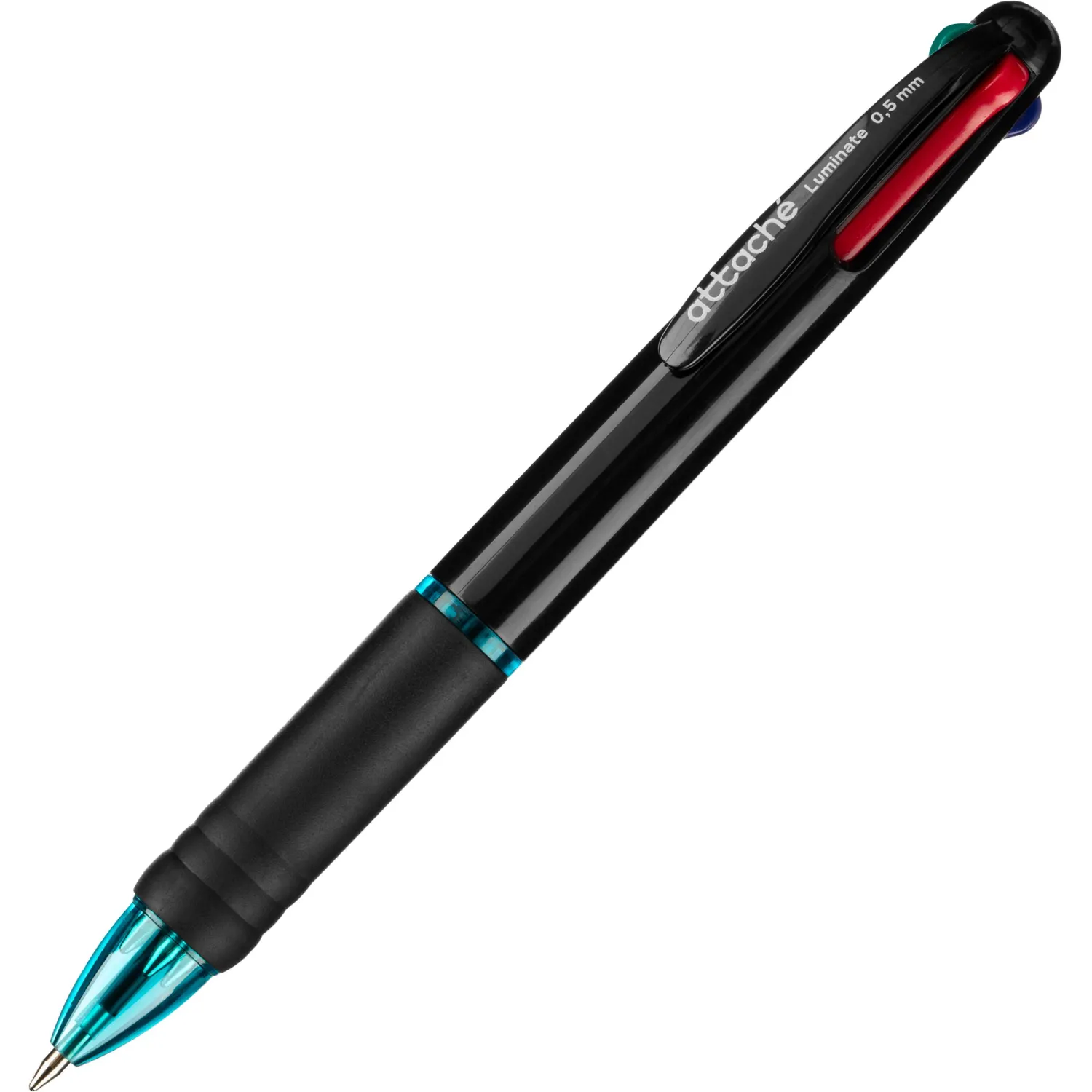 Многостержневая ручка Attache Luminate 4 цвета (синий/черный/красный/зеленый), автоматический переключатель, линия 0,7 мм, тонкий прорезиненный захват