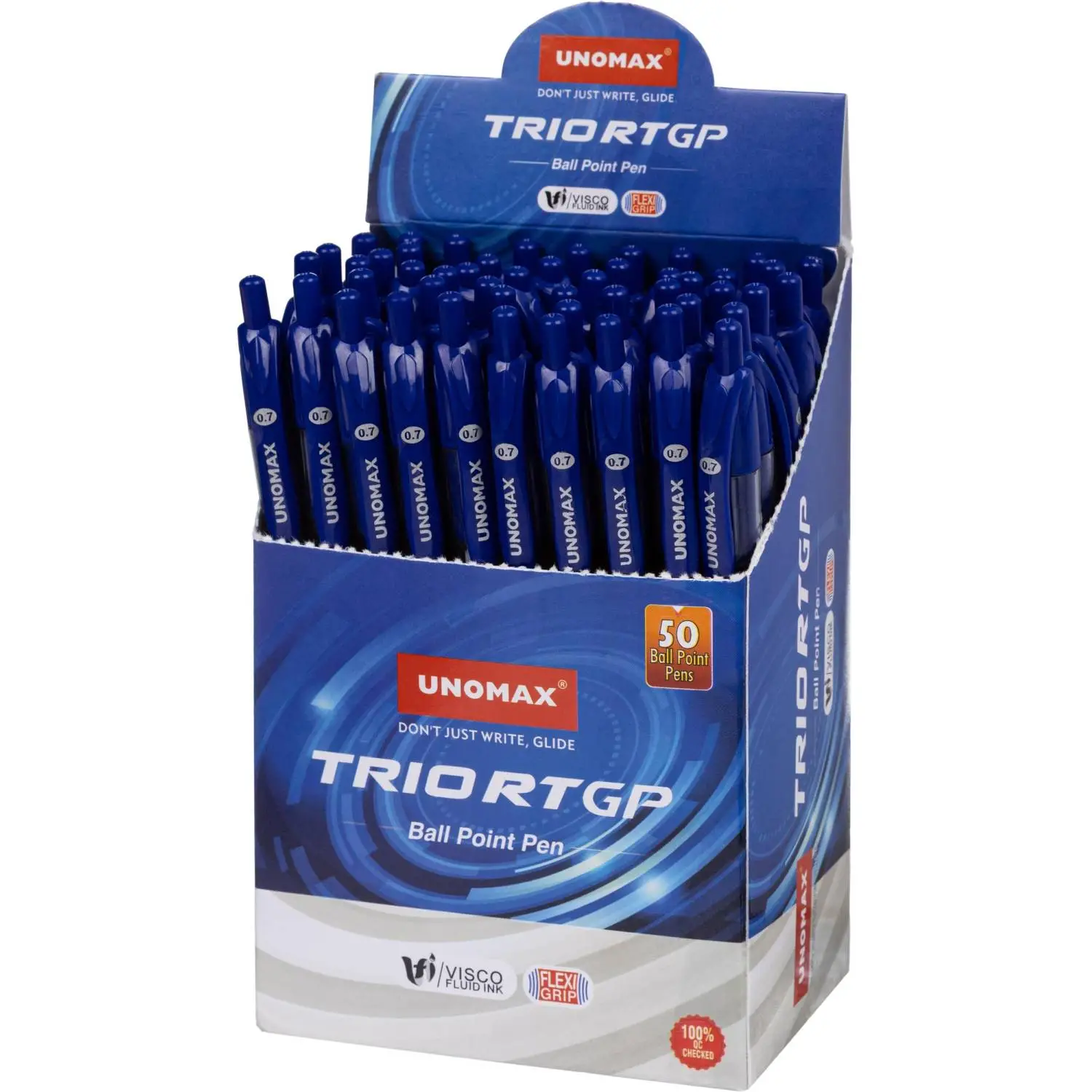 Ручка автоматическая Unomax Glide Trio RT GP Steel синяя 0.7/0.5мм Visco Fluid Ink Santoprin - Image 6