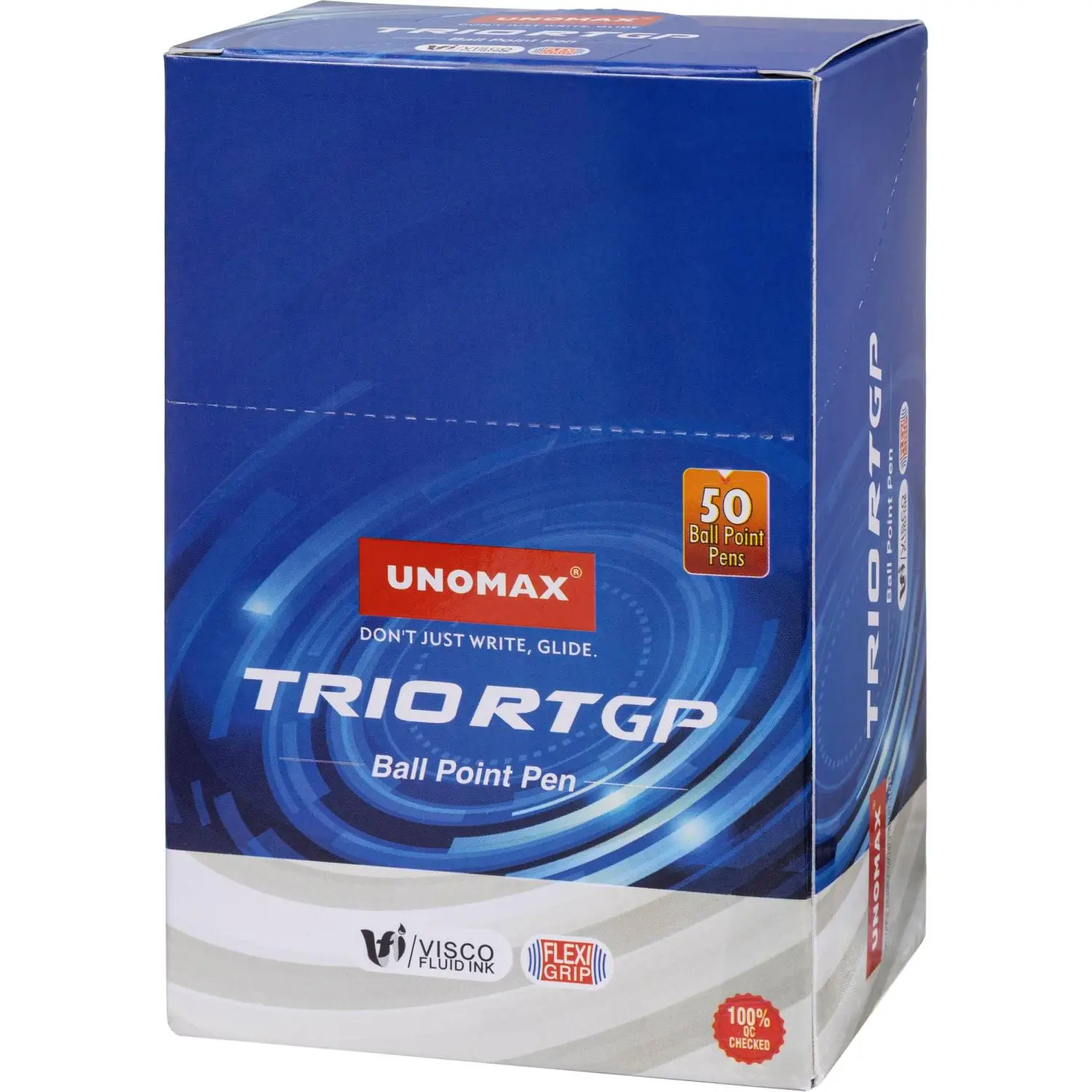 Ручка автоматическая Unomax Glide Trio RT GP Steel синяя 0.7/0.5мм Visco Fluid Ink Santoprin - Image 7