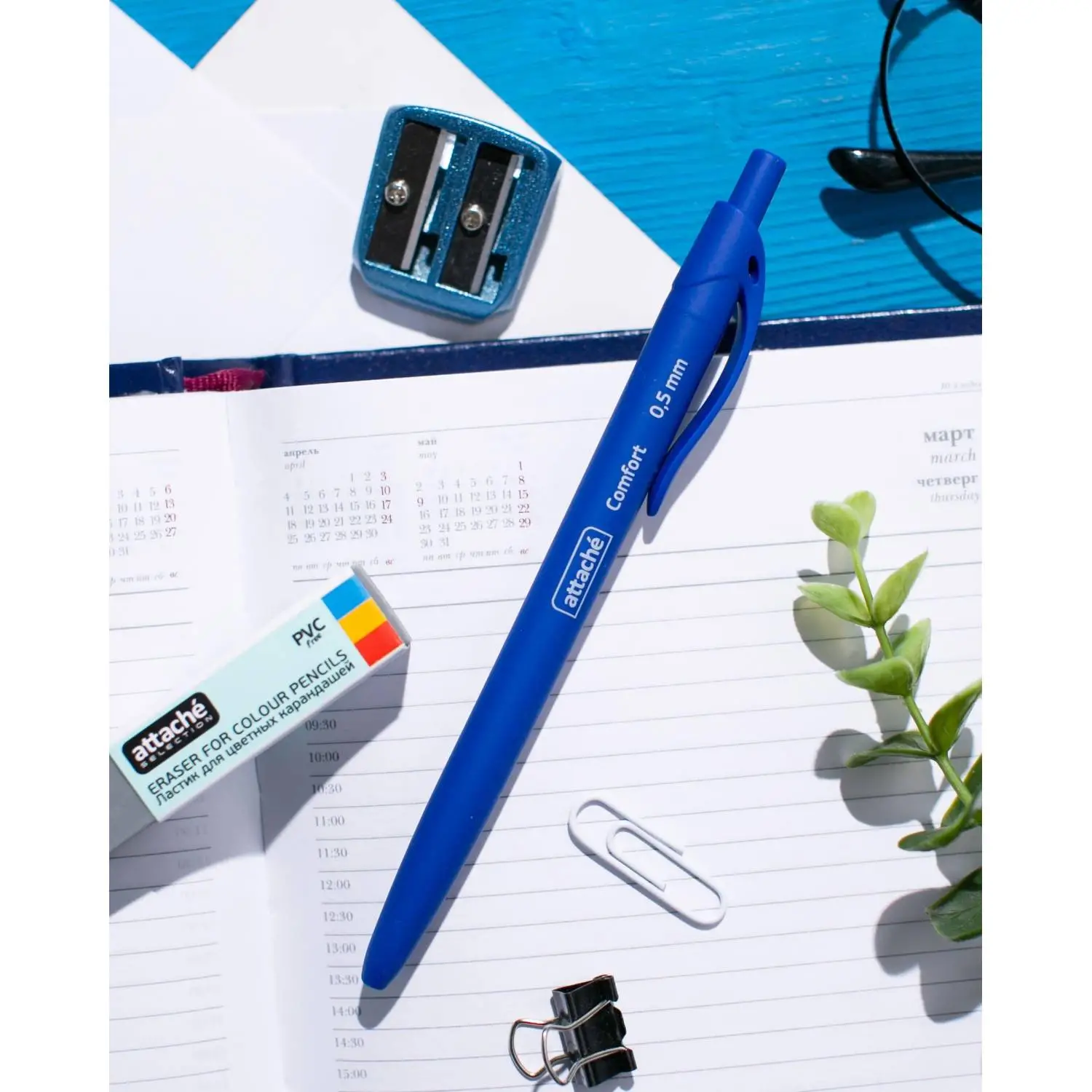 Шариковая ручка Attache Comfort soft touch, синяя, удобная форма - Image 6