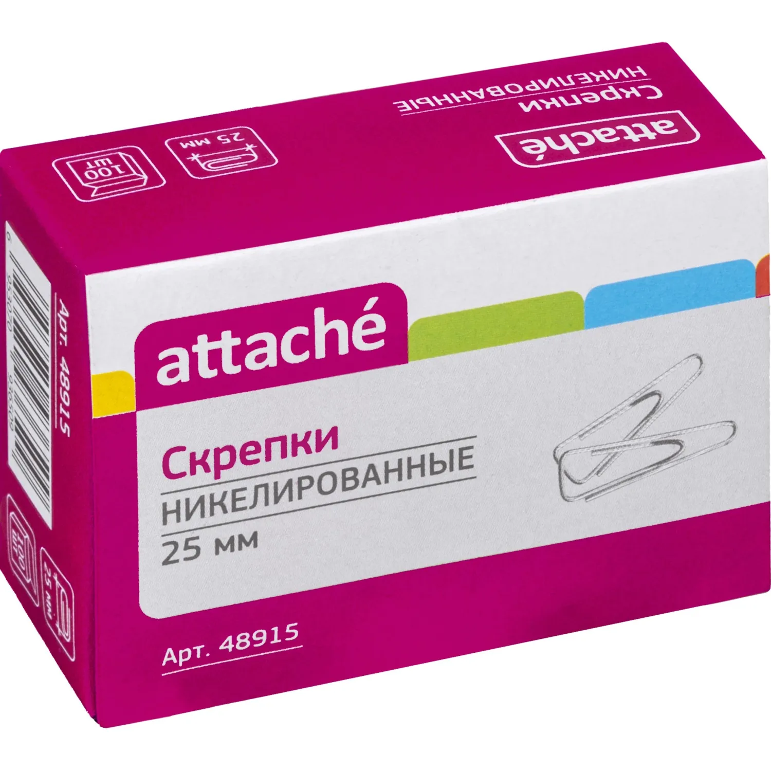 скрепки Attache металлические 25 мм, никелированные (упаковка 100 шт.) - Image 2