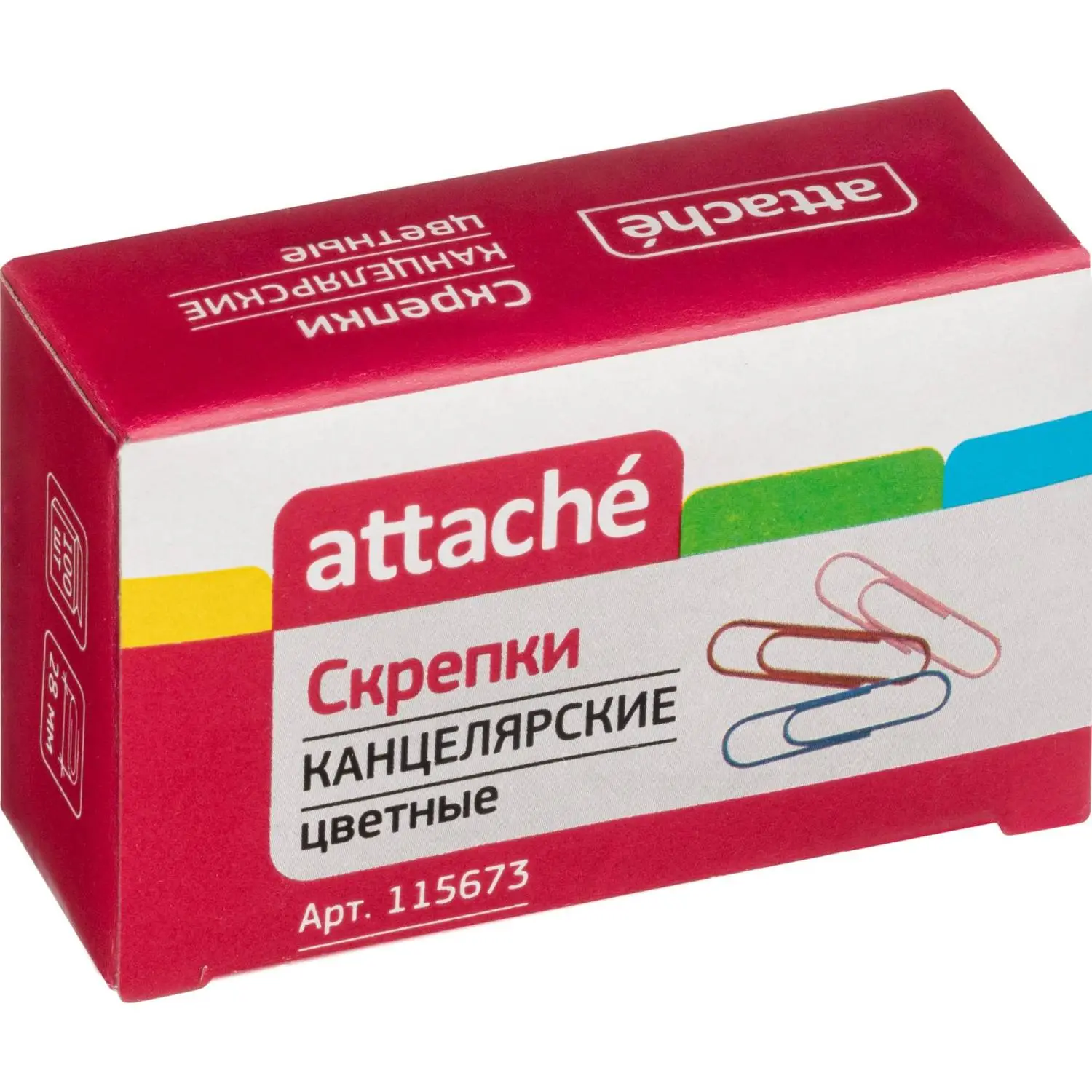 скрепки Attache металлические цветные 28 мм, упаковка 100 шт - Image 2