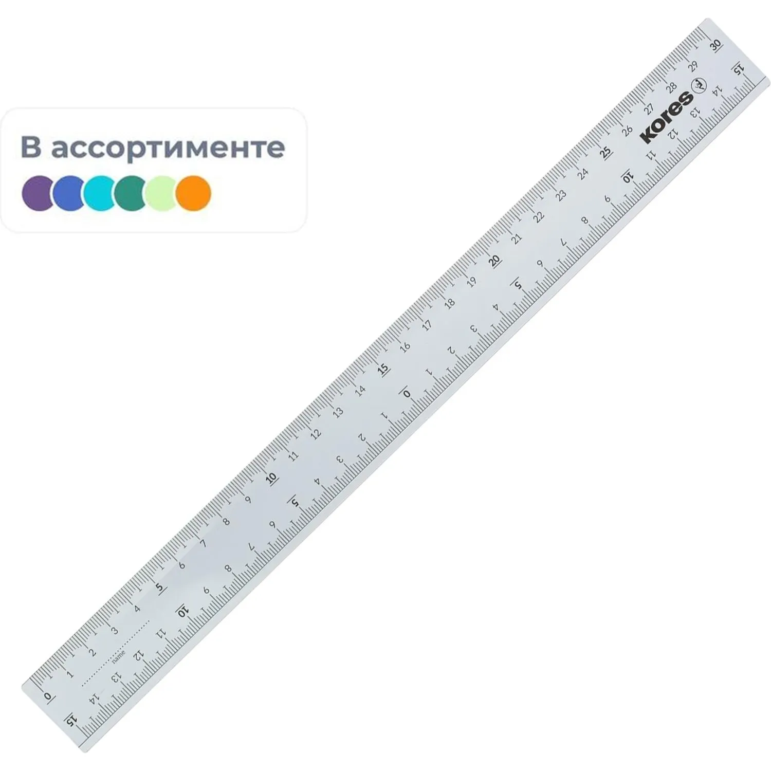 Линейка Kores 30 см пластиковая прозрачная