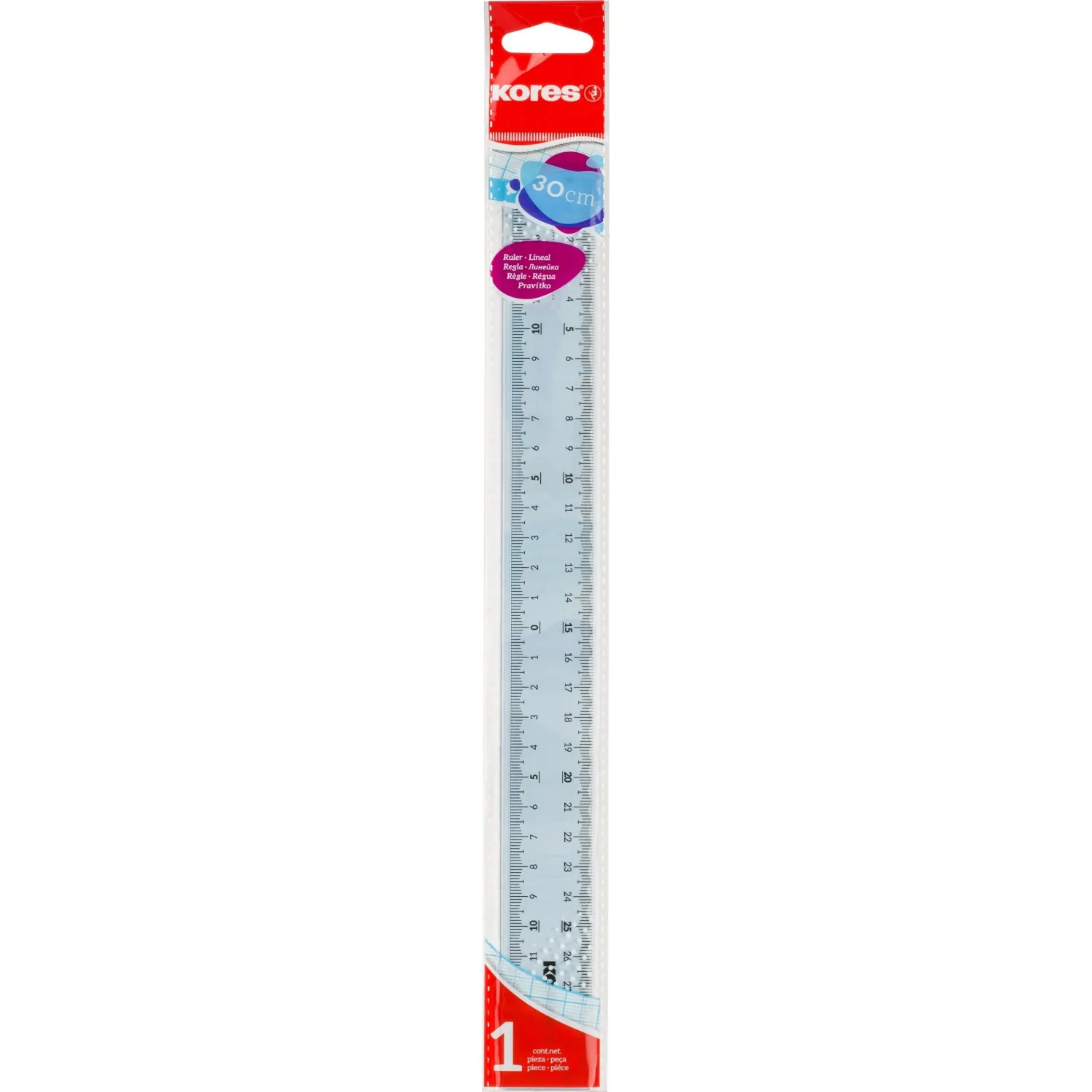 Линейка Kores 30 см пластиковая прозрачная - Image 6